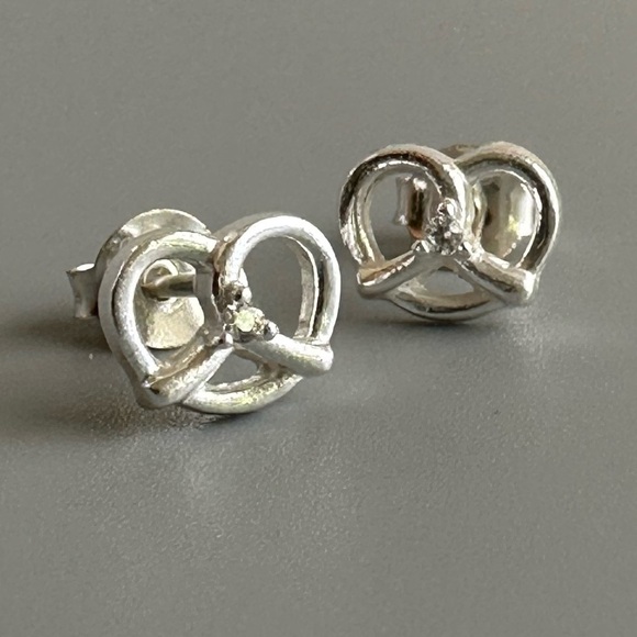 Sterling Silver CZ Pretzel Studs - Picture 3 of 5